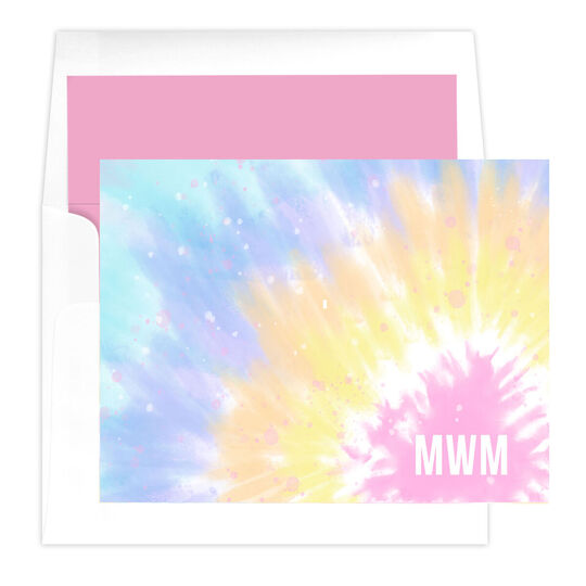 Pastel Burst Tie-Dye Folded Note Cards